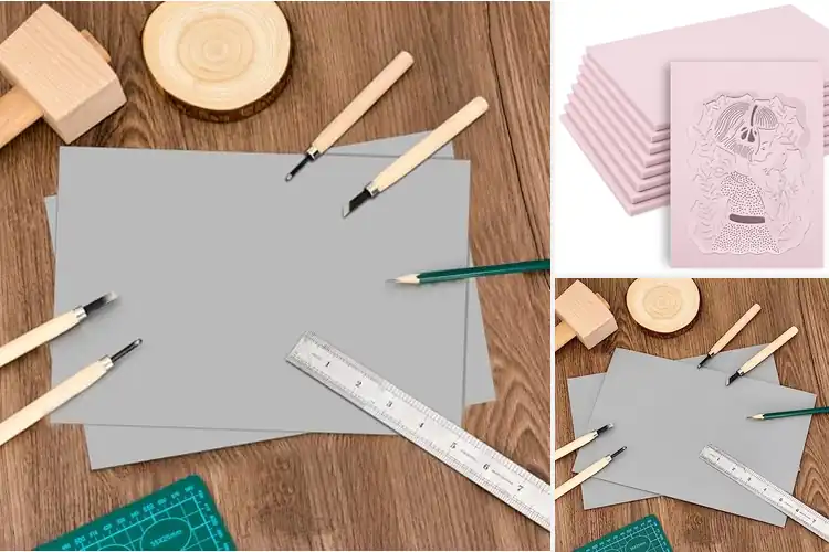 Detailed view of Best 8 Pcs Linoleum Blocks: Carve, Print, Create with Ease